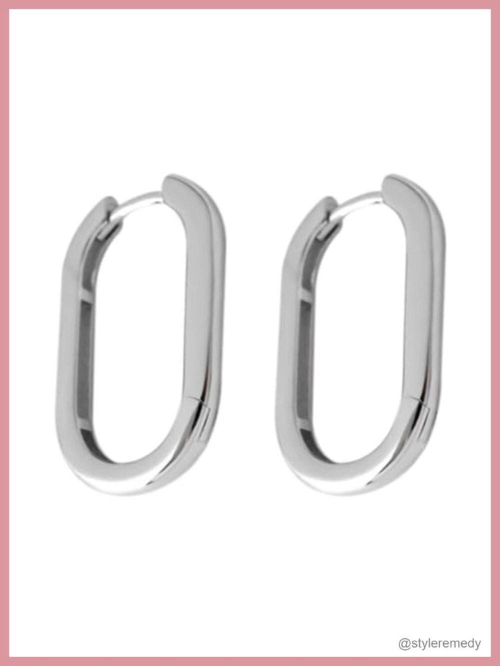 Sterling Silver Oval Square Hoop Cuff Drop Earrings 26mm 2 Tones